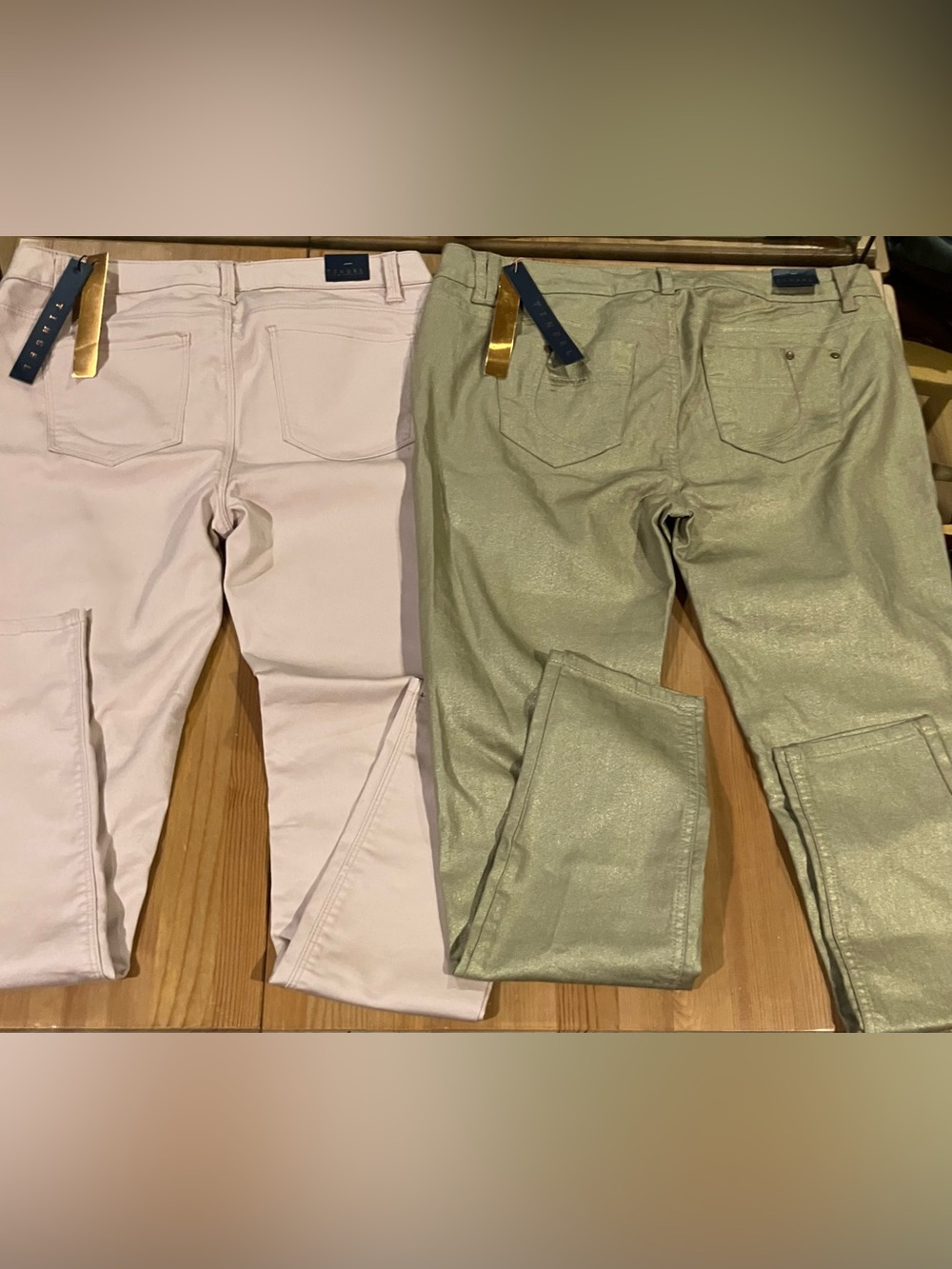 NWT 2 Pair Tinsel Metallic Gold & Dusty Pink Women’s Skinny Jeans Size 31